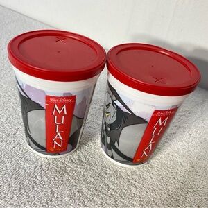 5/$35 Vintage 90s Famous Players Disney Mulan Plastic Takeaway Kids Cups Lids